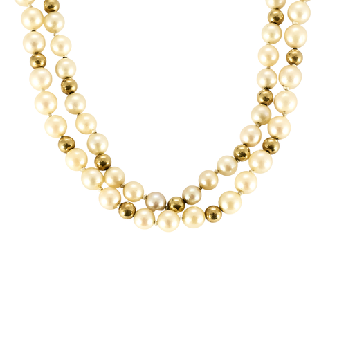 Collier Collier menottes double rang en or jaune 18 carats et perles de culture 58 Facettes BO/250031