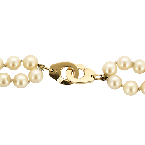 Collier Collier menottes double rang en or jaune 18 carats et perles de culture 58 Facettes BO/250031
