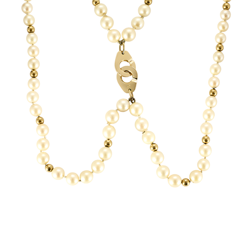 Collier Collier menottes double rang en or jaune 18 carats et perles de culture 58 Facettes BO/250031