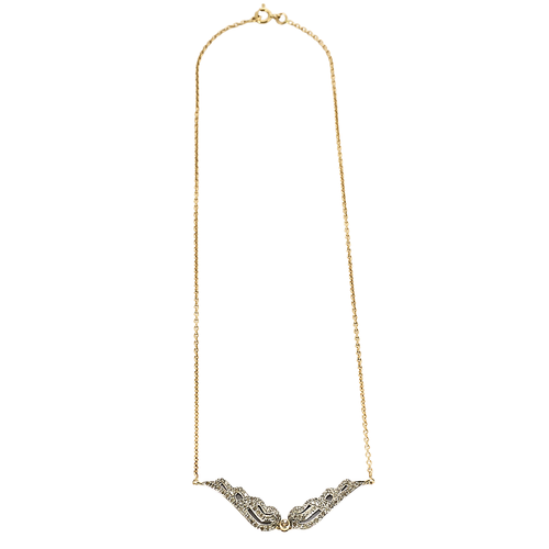 Collier Lise Guitton - Collier pendentif « Ailes » en or jaune 18 carats et diamants 58 Facettes BO/240026