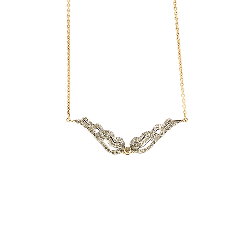 Collier Lise Guitton - Collier pendentif « Ailes » en or jaune 18 carats et diamants 58 Facettes BO/240026