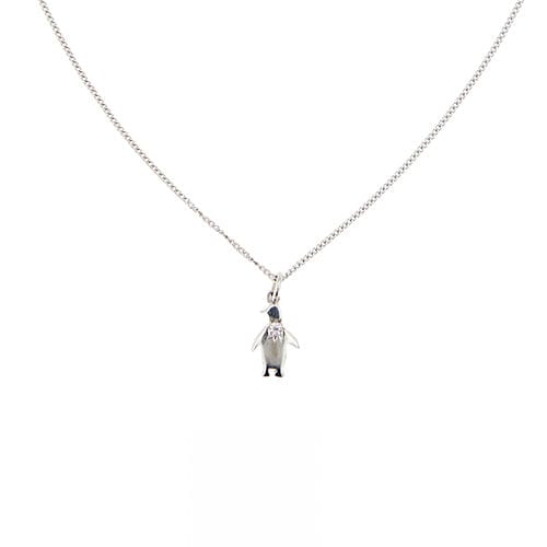 Collier Dodo - Collier avec pendentif pingouin et diamant en or blanc 18 ct 58 Facettes 33691
