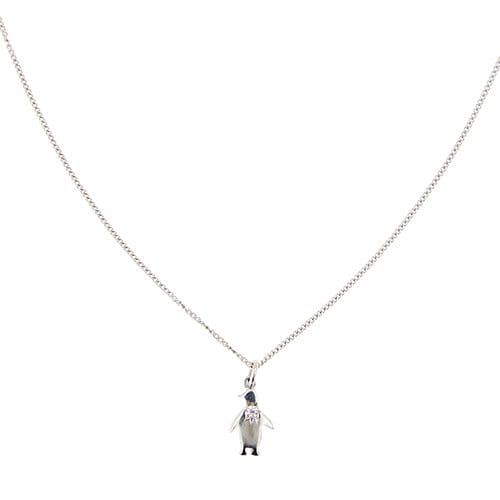 Collier Dodo - Collier avec pendentif pingouin et diamant en or blanc 18 ct 58 Facettes 33691