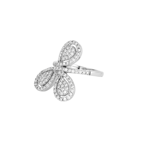 Bague 54 Bague Trèfle en or blanc 18 carats et diamants 58 Facettes BO/250023