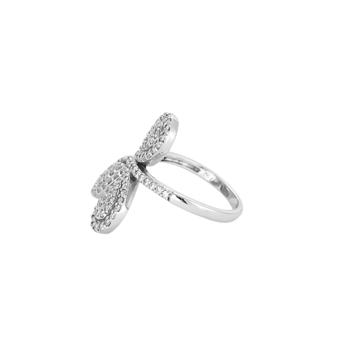 Bague 54 Bague Trèfle en or blanc 18 carats et diamants 58 Facettes BO/250023
