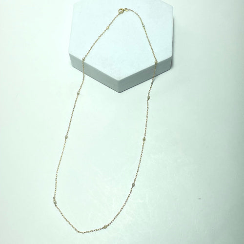 Collier Chaîne - Chaîne en or jaune 18 carats avec perles 58 Facettes 260038