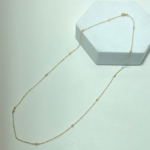Collier Chaîne - Chaîne en or jaune 18 carats avec perles 58 Facettes 260038
