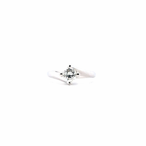 Bague 54 Bague solitaire - Diamant 0,61 ct en or blanc 18 kt 58 Facettes