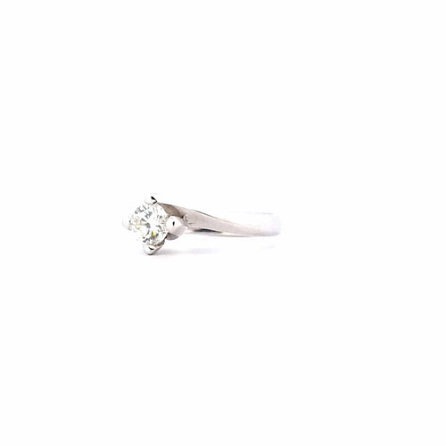 Bague 54 Bague solitaire - Diamant 0,61 ct en or blanc 18 kt 58 Facettes