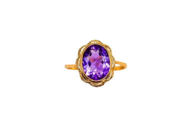 Bague 54 Bague fleur en or jaune 18 carats avec améthyste 58 Facettes 3894