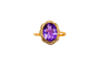 Bague 54 Bague fleur en or jaune 18 carats avec améthyste 58 Facettes 3894