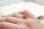 Bague 54 Bague fleur en or jaune 18 carats avec améthyste 58 Facettes 3894