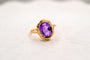 Bague 54 Bague fleur en or jaune 18 carats avec améthyste 58 Facettes 3894