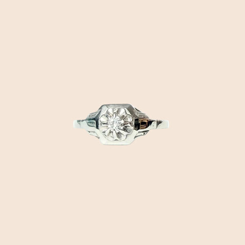 Bague 49 Art déco - Bague solitaire en or blanc 18 carats et diamant 58 Facettes