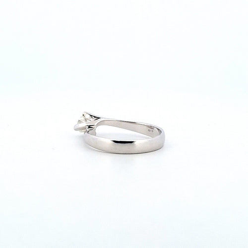 Bague 60 Bague solitaire en or blanc 18 ct avec diamant 0,40 ct 58 Facettes