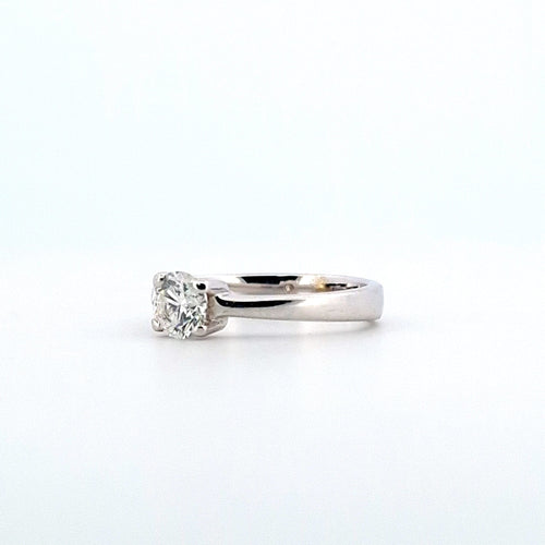 Bague 56 Bague solitaire - en or blanc 18 ct avec diamant 0,65 ct 58 Facettes
