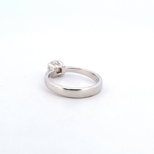 Bague 56 Bague solitaire - en or blanc 18 ct avec diamant 0,65 ct 58 Facettes