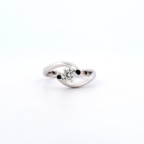 Bague 56 Bague solitaire - Diamant naturel 0,40 ct en or blanc 18 ct 58 Facettes