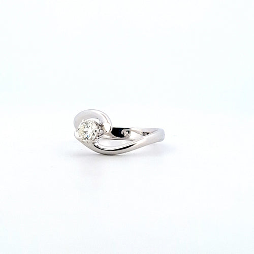 Bague 56 Bague solitaire - Diamant naturel 0,40 ct en or blanc 18 ct 58 Facettes