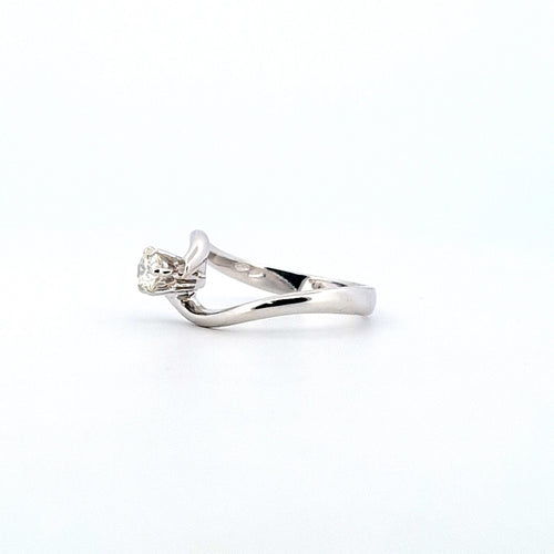 Bague 56 Bague solitaire - Diamant naturel 0,40 ct en or blanc 18 ct 58 Facettes