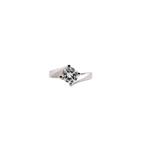 Bague 51 Bague solitaire - Diamant naturel 0,77 ct en or blanc 18 ct 58 Facettes
