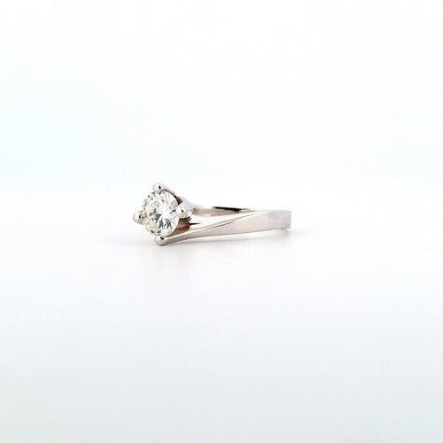 Bague 51 Bague solitaire - Diamant naturel 0,77 ct en or blanc 18 ct 58 Facettes