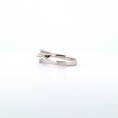 Bague 51 Bague solitaire - Diamant naturel 0,77 ct en or blanc 18 ct 58 Facettes