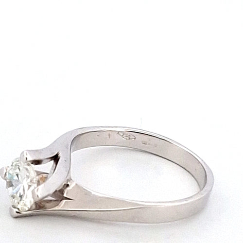 Bague 51 Bague solitaire - Diamant naturel 0,77 ct en or blanc 18 ct 58 Facettes