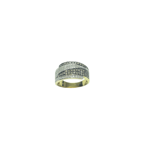 Bague 55.5 Bague large pavée en or jaune 18 carats et diamants 58 Facettes 260074