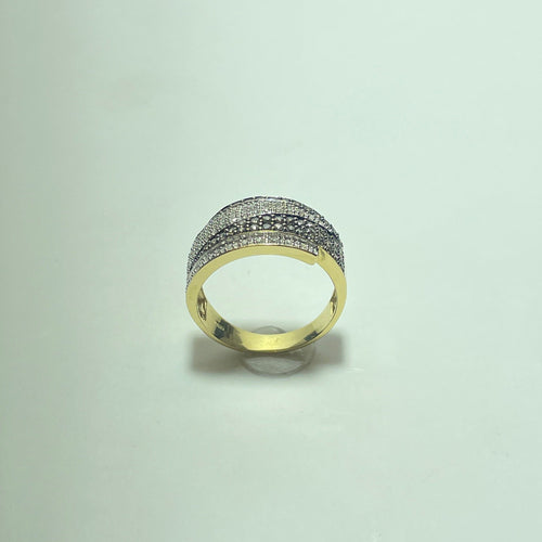 Bague 55.5 Bague large pavée en or jaune 18 carats et diamants 58 Facettes 260074