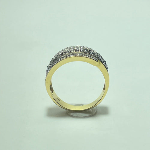 Bague 55.5 Bague large pavée en or jaune 18 carats et diamants 58 Facettes 260074