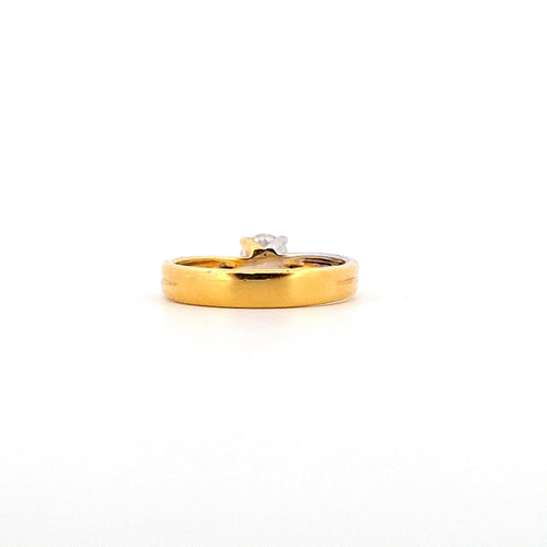 Bague 57 Solitare - Bague en or blanc et jaune 18 ct avec diamant 0,66 ct 58 Facettes