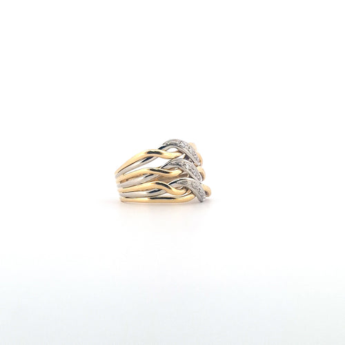 Bague 53 Bague en or jaune et blanc 18 kt avec diamants 58 Facettes