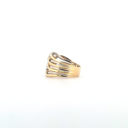 Bague 53 Bague en or jaune et blanc 18 kt avec diamants 58 Facettes