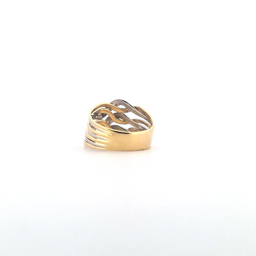 Bague 53 Bague en or jaune et blanc 18 kt avec diamants 58 Facettes