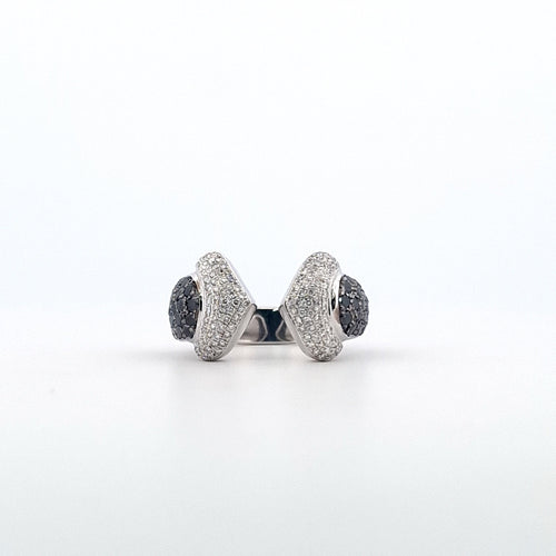 Bague 54 Bague en or blanc 18 K - Diamants blancs et noirs 58 Facettes