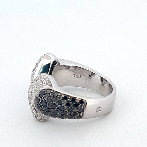 Bague 54 Bague en or blanc 18 K - Diamants blancs et noirs 58 Facettes