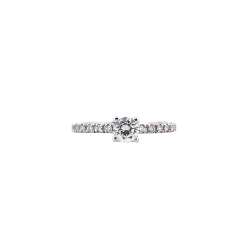Bague 55 Solitario - Bague en or blanc 18 ct et diamants 58 Facettes