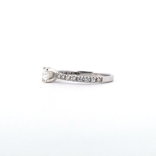 Bague 55 Solitario - Bague en or blanc 18 ct et diamants 58 Facettes