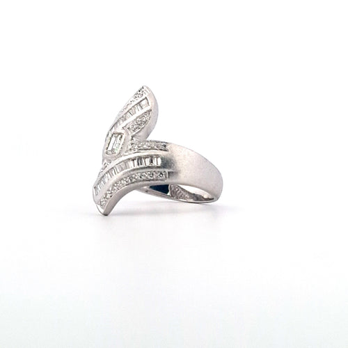 Bague 54 Bague en or blanc 18 ct avec diamants naturels octogonaux et ronds 58 Facettes