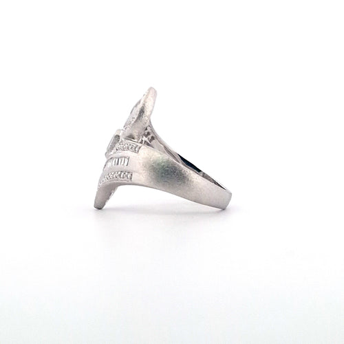 Bague 54 Bague en or blanc 18 ct avec diamants naturels octogonaux et ronds 58 Facettes
