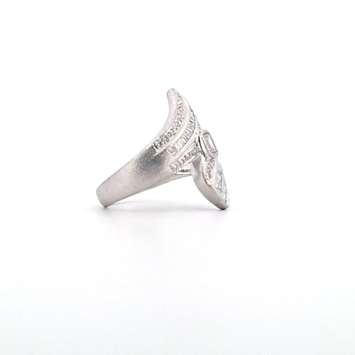 Bague 54 Bague en or blanc 18 ct avec diamants naturels octogonaux et ronds 58 Facettes