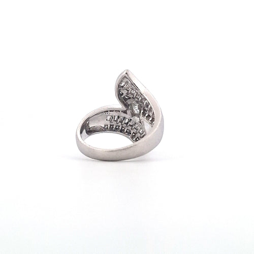 Bague 54 Bague en or blanc 18 ct avec diamants naturels octogonaux et ronds 58 Facettes