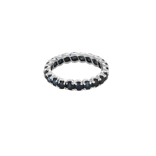Bague 57.5 Alliance américaine - Bague en or blanc 18 carats et saphirs 58 Facettes BO/250069