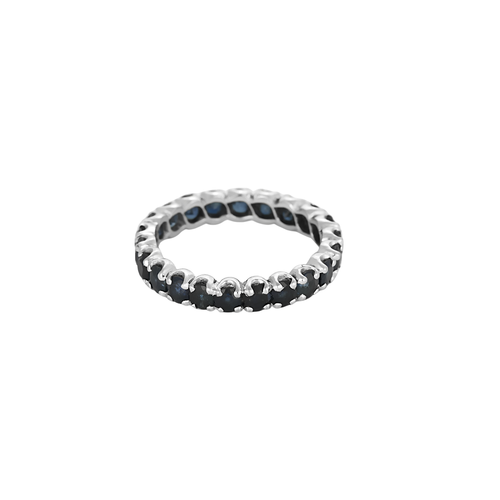 Bague 57.5 Alliance américaine - Bague en or blanc 18 carats et saphirs 58 Facettes BO/250069