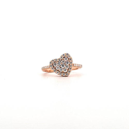 Bague 51 Bague cœur en or rose 18 kt avec diamants 58 Facettes