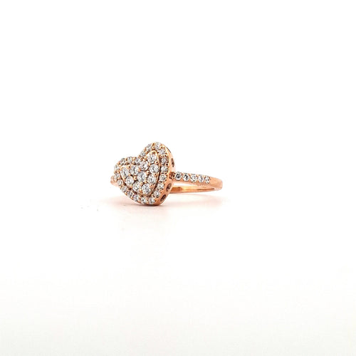 Bague 51 Bague cœur en or rose 18 kt avec diamants 58 Facettes