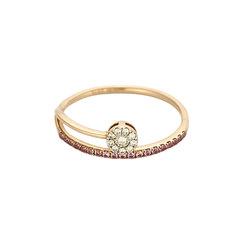 Bague 52 Bague en or rose 750 saphirs roses et diamants 58 Facettes BO/250077