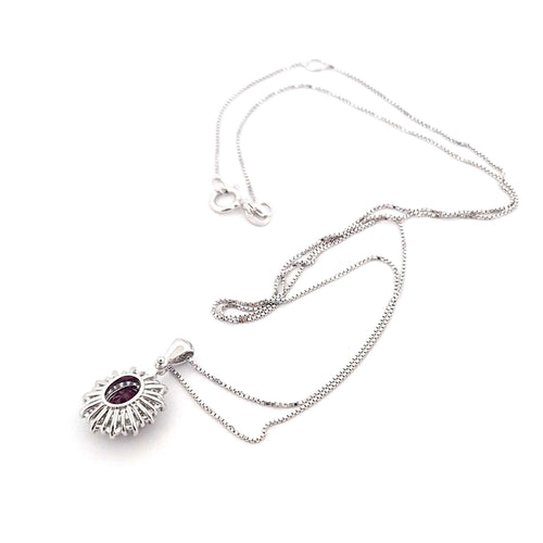 Collier Collier et pendentif - Or blanc 18 ct avec rubis et diamants naturels 58 Facettes