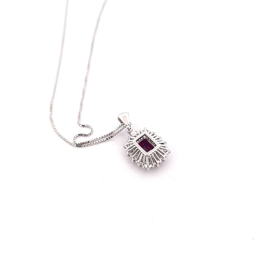 Collier Collier avec pendentif - Or blanc 18 kt, rubis et diamants naturels 58 Facettes